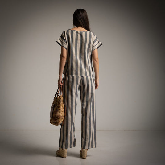 2-Piece Striped Linen Set