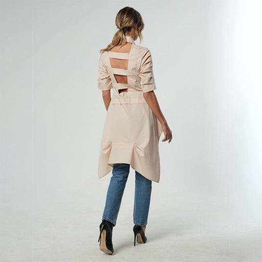 Asymmetric Shirt with Open Back