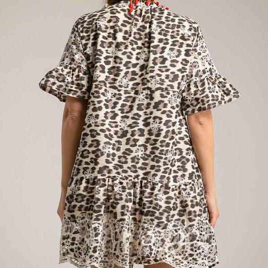 فستان مقصوص بنقشة حيوانية