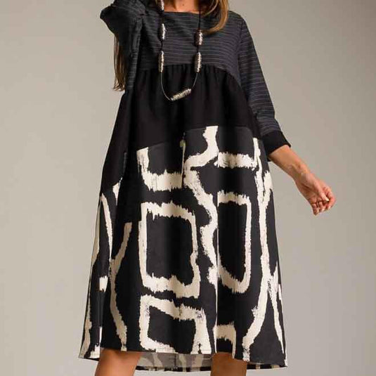 فستان مياكي ذو الملمس المختلط