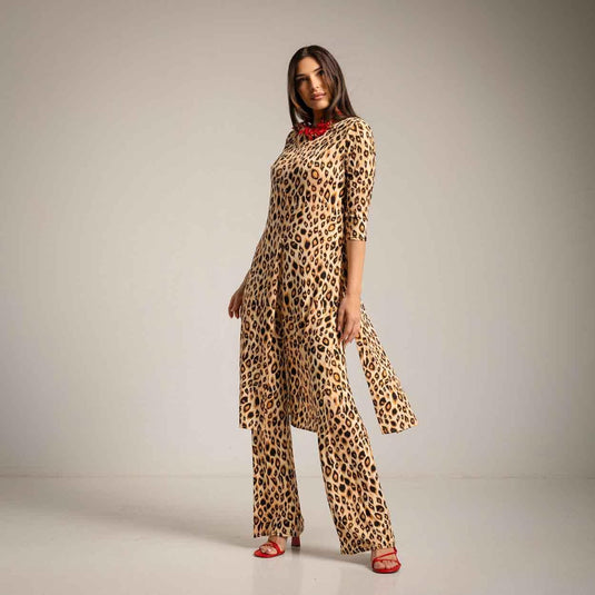 Set Coat with Pants Animal Print