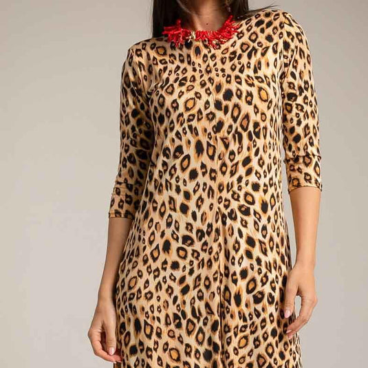 طقم معطف وبنطال بنقشة جلد الحيوانات