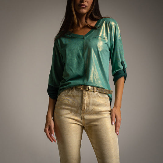 T-Shirt V Neck Lurex