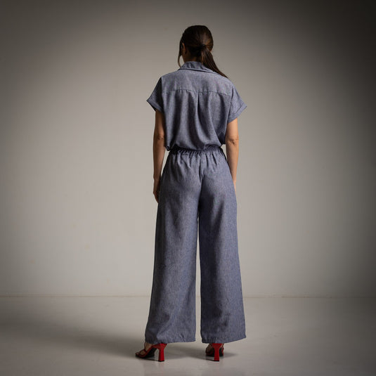 2-Piece Linen Shirt and Bow-Tie Pants Set