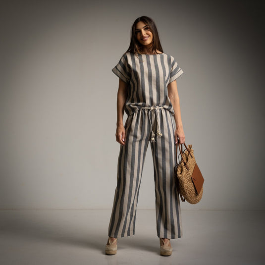2-Piece Striped Linen Set