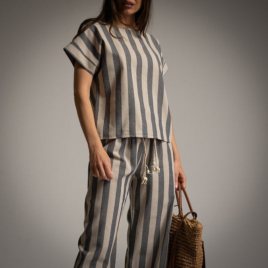 2-Piece Striped Linen Set