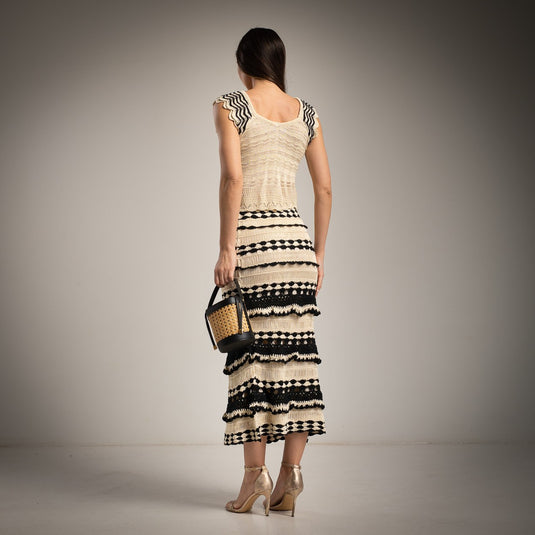 2 Piece Set with Lined Crochet Skirt and Ruffles