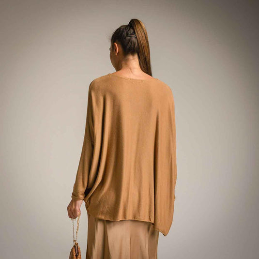 Animal Print Fine Knit Shirt Gold Oversize