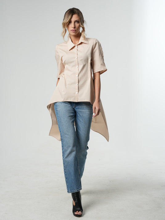 Asymmetric Shirt with Open Back