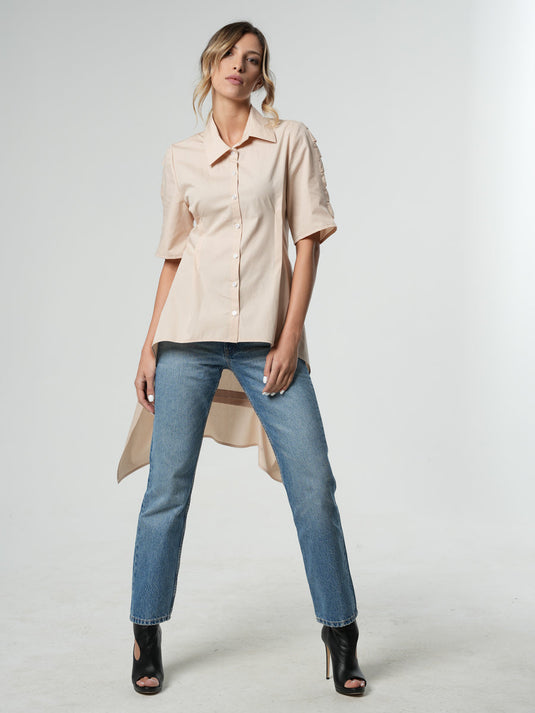 Asymmetric Shirt with Open Back