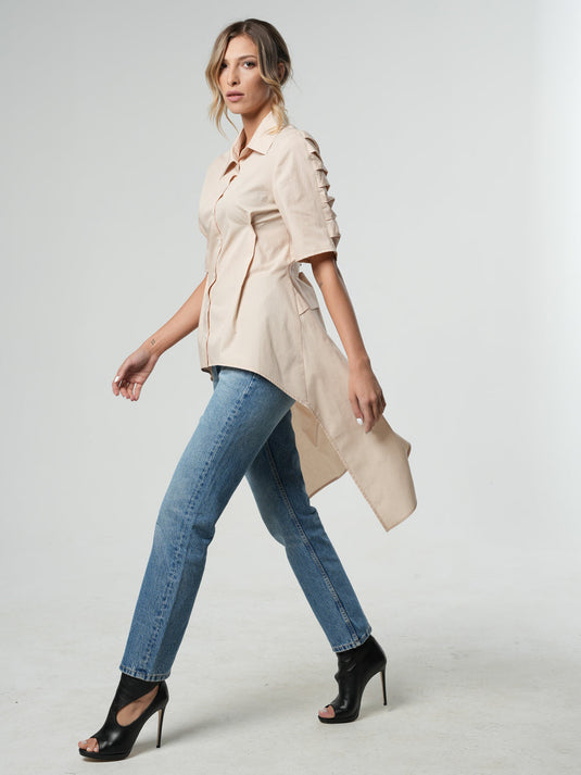 Asymmetric Shirt with Open Back