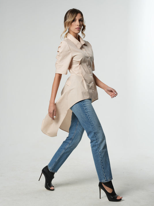 Asymmetric Shirt with Open Back