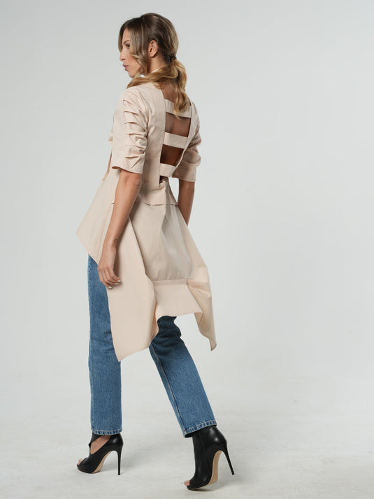 Asymmetric Shirt with Open Back