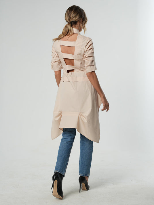 Asymmetric Shirt with Open Back