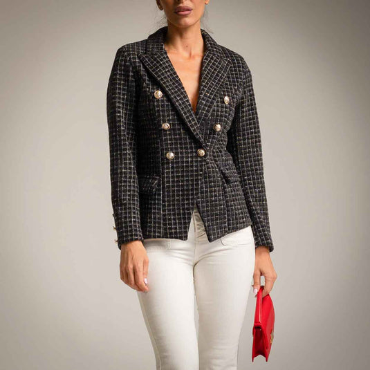 Checked Breast Blazer Tweed