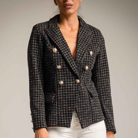 Checked Breast Blazer Tweed