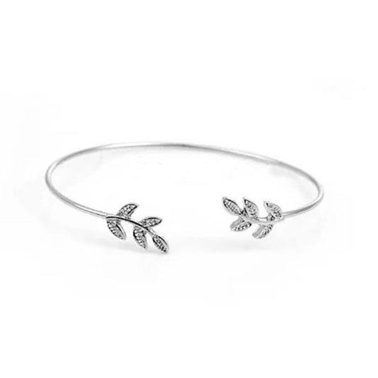 Handmade Flower Open Cuff Bangle or Bracelet in Sterling Silver Color Silver