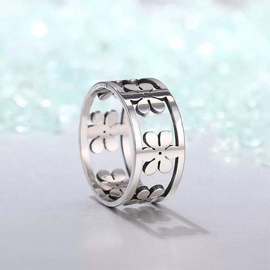 Handmade Perfect Flower Band Ring in Sterling Silver Color Silver