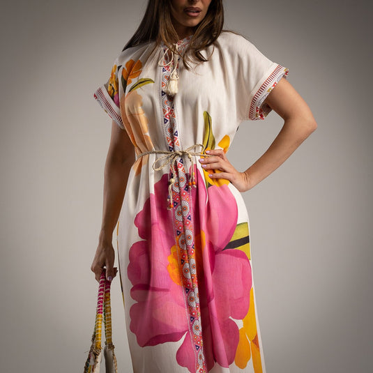 Linen Tunica Dress with Peoney Pockets + Belt