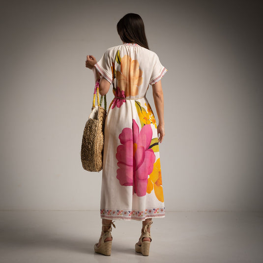 Linen Tunica Dress with Peoney Pockets + Belt