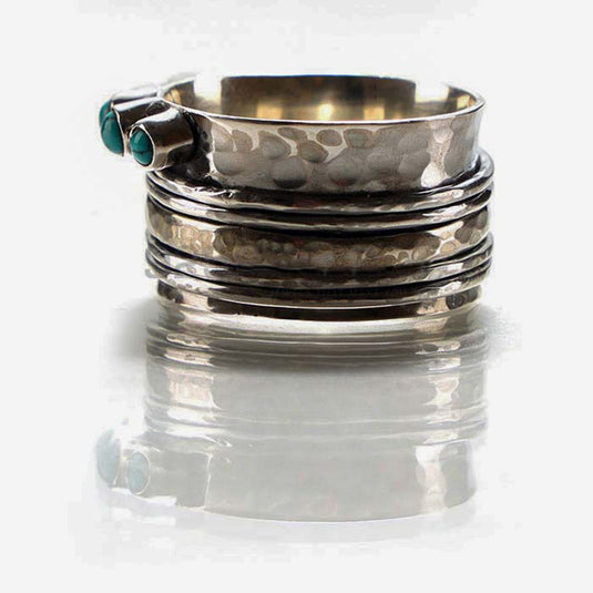 Sterling Silver Spinner Ring in Turquoise Gemstone Color Turquoise