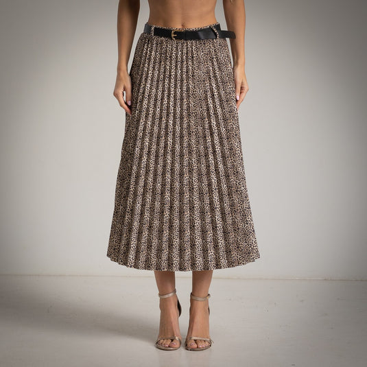 Suede Skirt Animal Print + Belt