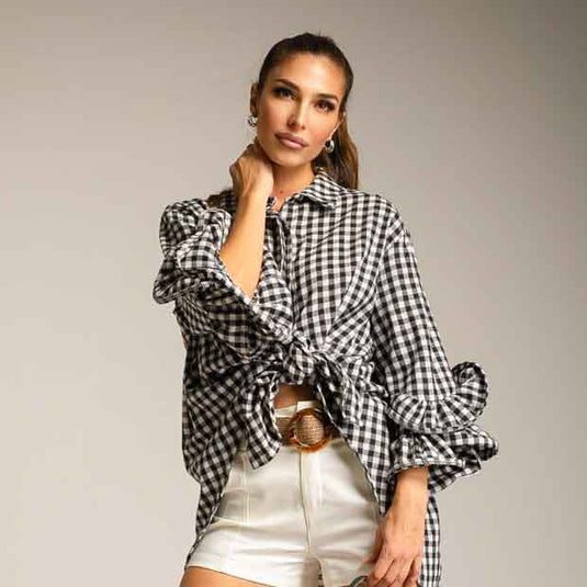 Vicky Check Round Sleeve Shirt