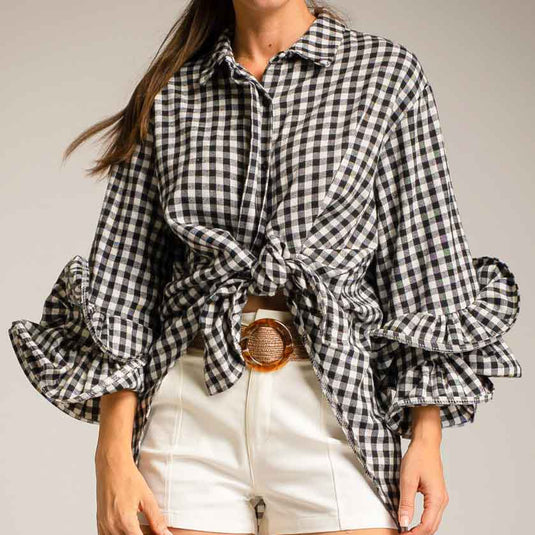 Vicky Check Round Sleeve Shirt