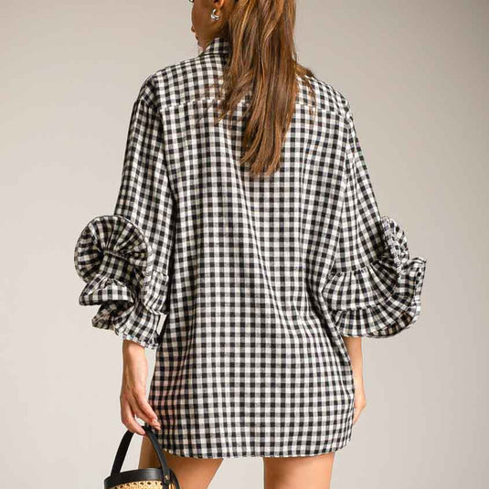 Vicky Check Round Sleeve Shirt