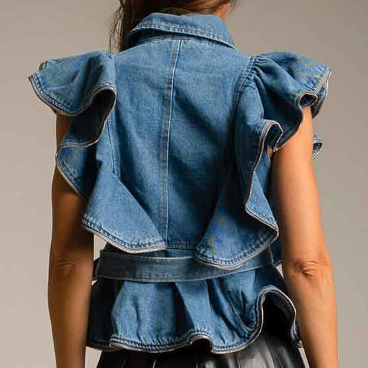 Denim Zipper Denim Vest